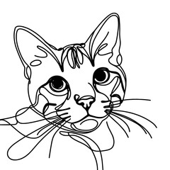 Close-up portrait of Bengal cat in a line drawing style