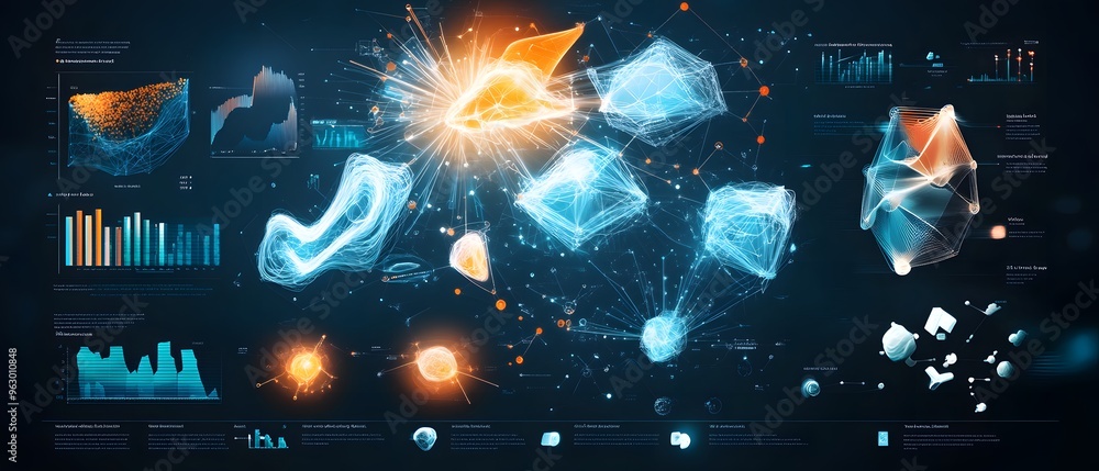 Poster abstract futuristic data visualization background.