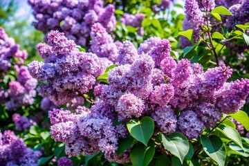 Obraz premium thick lush lilac bushes with blooming flower buds on it