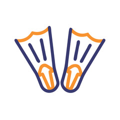 Obraz premium Stylized flippers in blue and orange representing water sports