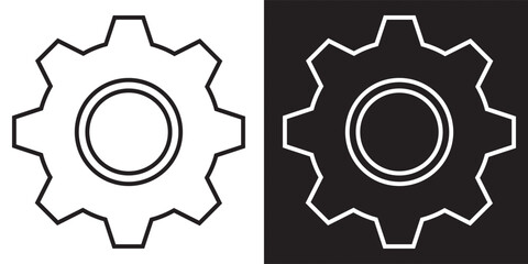 Gear set. Black gear wheel icons on white background - stock vector. EPS 10.