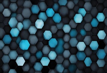 Hexagonal dark grey, black background texture, 3d illustration, 3d rendering, grey hexagons modern background