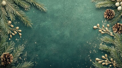 Textured green background with subtle patterns evoking the holiday spirit, perfect for a classic seasonal design.