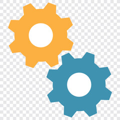 Gears or settings icon, stock vector. Two-tone version on Transparent background. EPS 10.