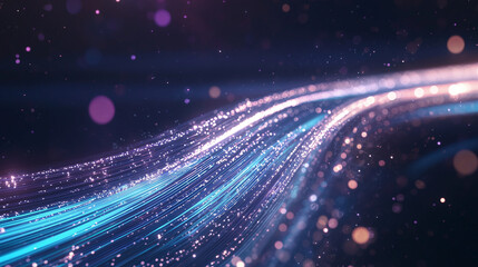 Fototapeta premium Futuristic Data Transfer: Colorful Vibrant Optic Fiber Background, Showcasing Optical Cables for High-Speed Information and Digital Communication. photo