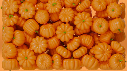 Pumpkins are falling. 3D illustration autumn, Halloween, holidays.	