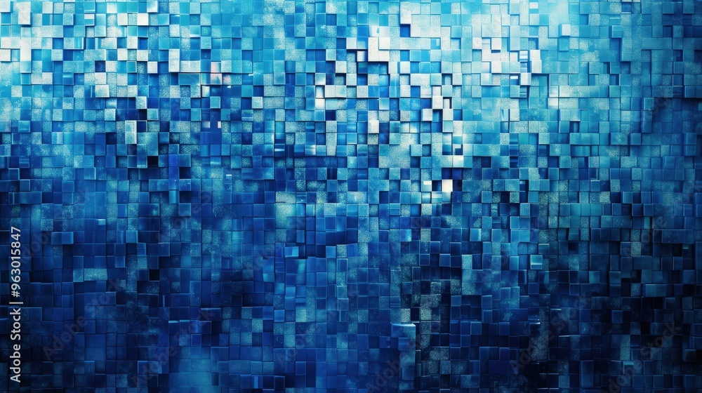 Aufkleber an engaging abstract background showcasing a mosaic of pixelated designs in different shades of blue