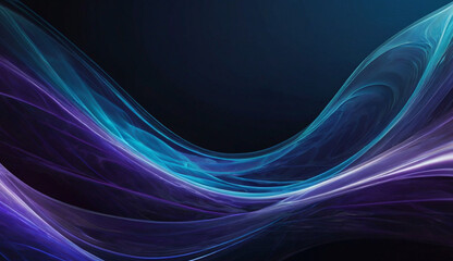 Naklejka premium Abstract waves of light in shades of blue and purple flow gracefully across a dark background, creating a sense of motion and ethereal beauty.