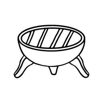 recommend clip art: A minimalistic black and white line art of a small BBQ grill.