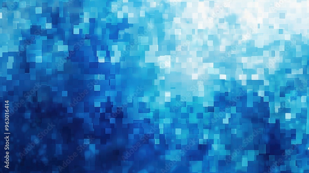 Aufkleber aesthetic abstract background highlighting a mosaic of pixelated patterns in a range of blue shades,