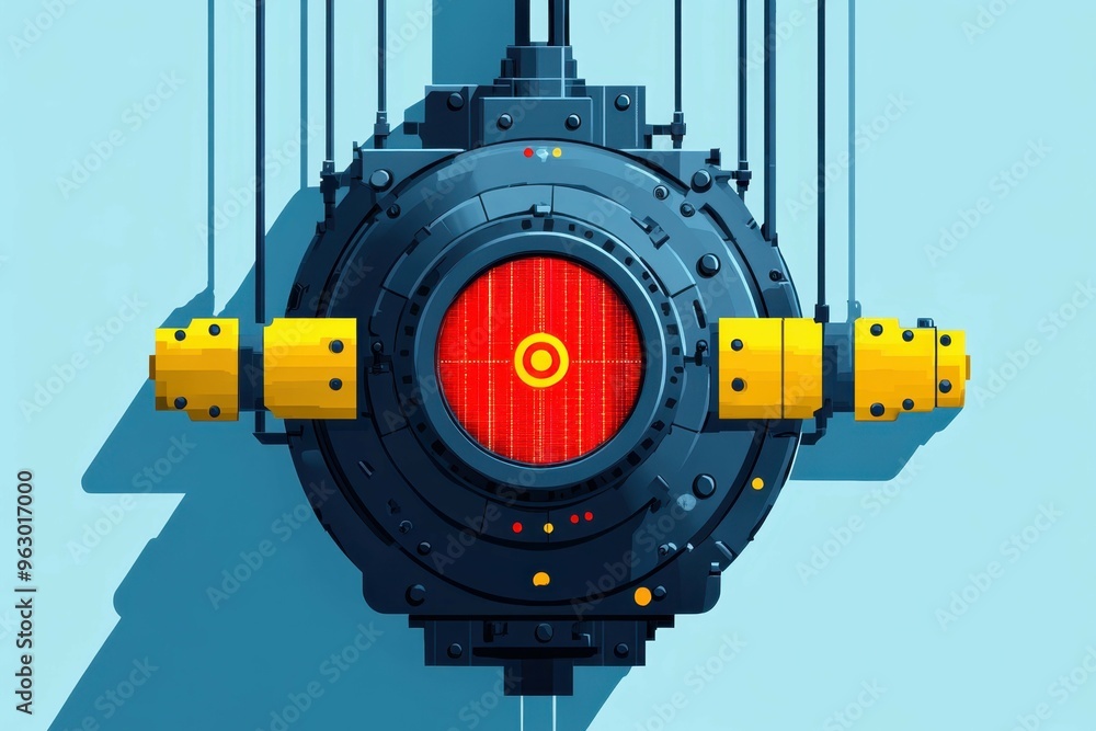 Poster a flat, modern depiction of data streams being funneled into a secure digital vault, representing th