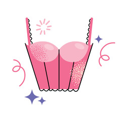 Set of women lingerie. Collection of elegant and sexy nightwear sets. Colorful vector illustration of trendy female underwear bra  isolated on white background