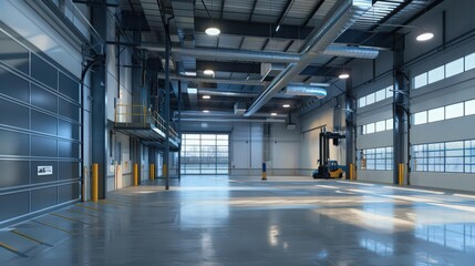 A warehouse with a training area for new employees, focusing on safety procedures and operational protocols.