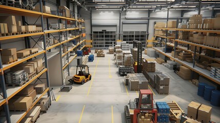 A warehouse with a training area for new employees, focusing on safety procedures and operational protocols.
