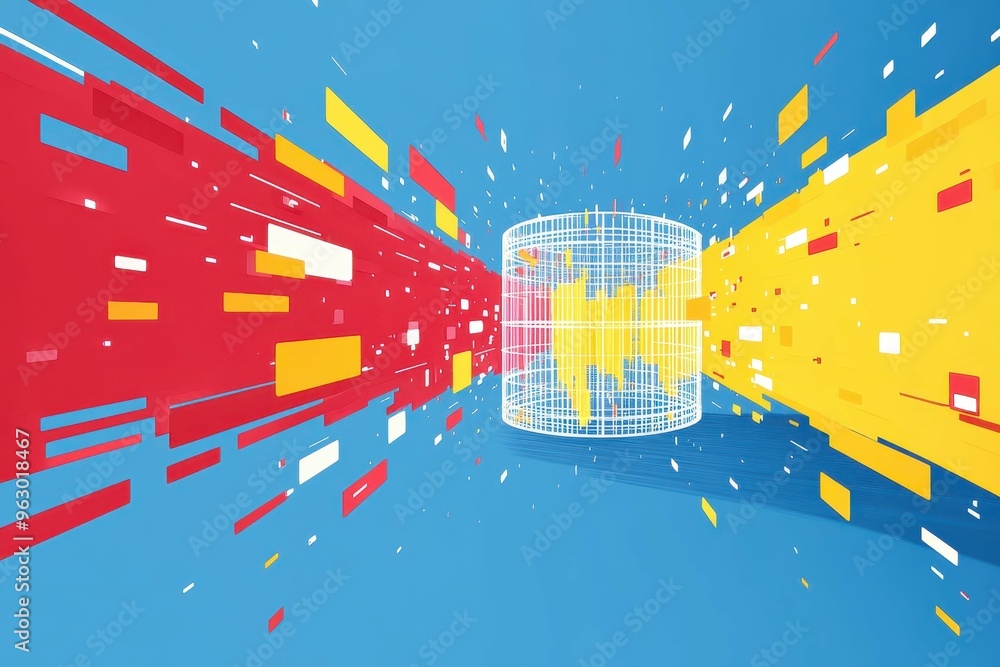 Poster internet speed test. digital data transfer concept with 3d hologram globe, futuristic technology bac