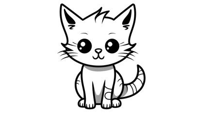 Obraz premium cute little cat coloring page illustration