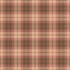 Beige tartan plaid. Scottish pattern fabric swatch close-up.