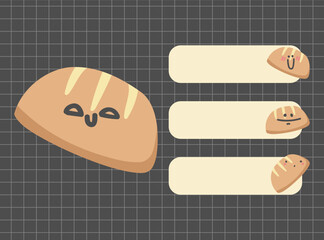 Colorful sticky note with cute food illustration set