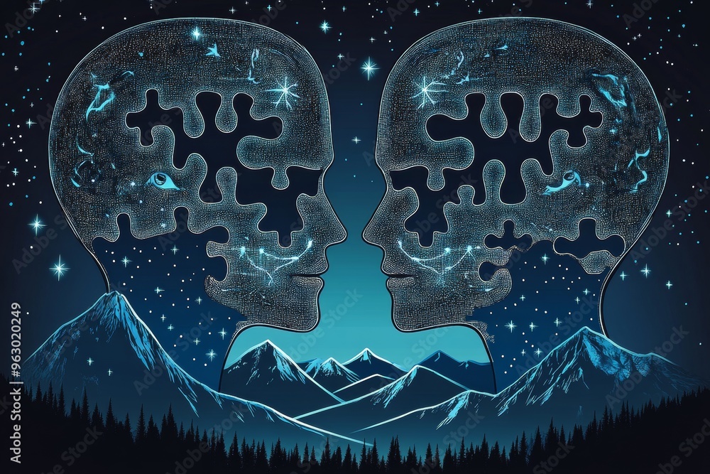 Poster neuronal intelligence neurocortex cosmic brain illustration set against a starry backdrop symbolizin