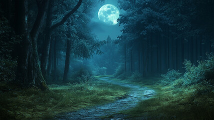 Enchanted Moonlit Forest Path