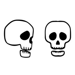 Skull Doodles vector isolated on white background. skull hand drawn.
