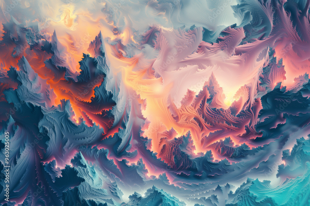 Aufkleber abstract digital fractal fantasy design cosmic imagination texture dynamic science surreal modern