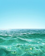 A serene view of calm sea waves under a clear blue sky, perfect for relaxation and nature-themed projects.