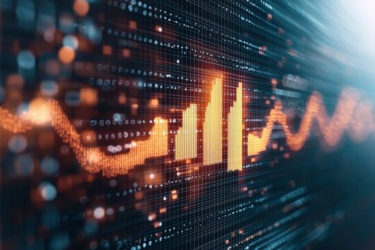 Income streams flowing into a bar chart icon representing revenue with soft light effects and ample copy space.
