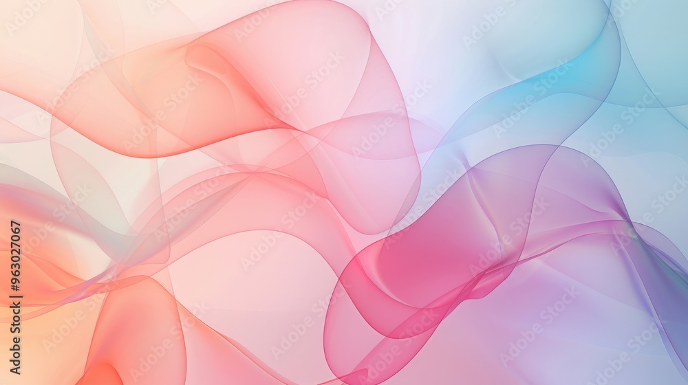 Poster charming abstract background featuring gentle pastel gradients and overlapping shapes, conveying a s