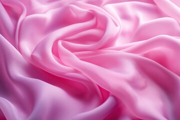 Obraz premium Pink fabric texture close-up. Smooth shiny satin-like material folded to create depth dimension. Slightly wrinkled adding softness. No text objects visible. Constant fabric position throughout image.