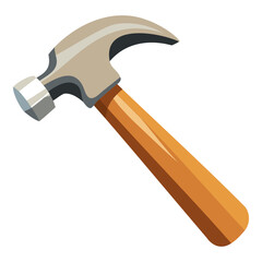 steel hammer with a wooden handle, icon illustration