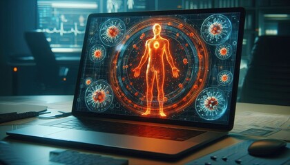 Digital Human Body with Virus.