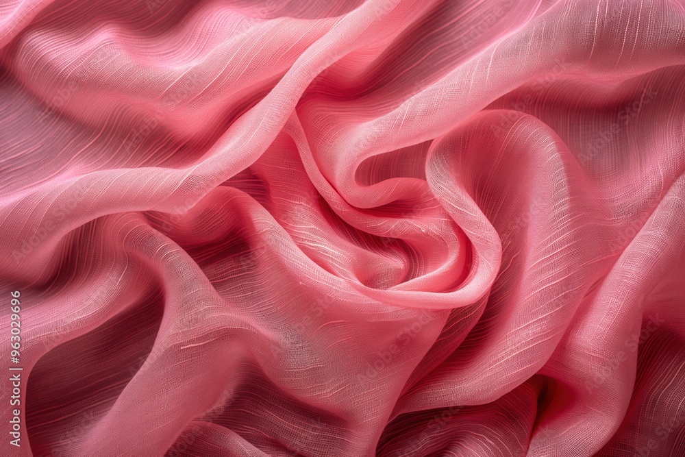 Aufkleber pink fabric close-up features criss-cross pattern with smooth texture. blurred background showcases 