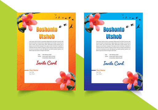 Abstract Basanta Invitation Card, Ceremony Invitation Card Design