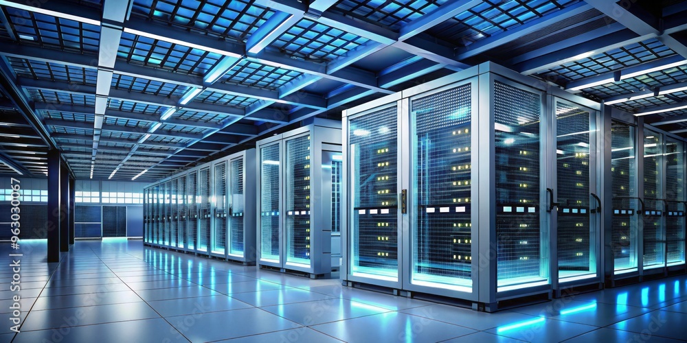 Poster modern data hub concept technical data centre secondary modern concept style futuristic mood sleek c