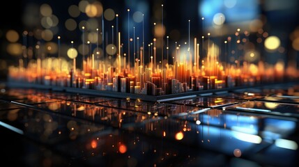 stock market chart lines, financial graph on technology abstract background