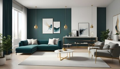 Photo interior modern design room 3d illustration