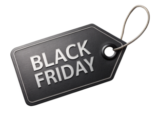 Black Friday sale tag, black and white, shopping promotion, with copy space