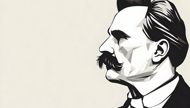 Friedrich Nietzsche Illustration with Blank Space for Quotes