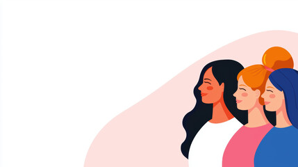 Women supporting each other, breast cancer awareness group, flat design illustration