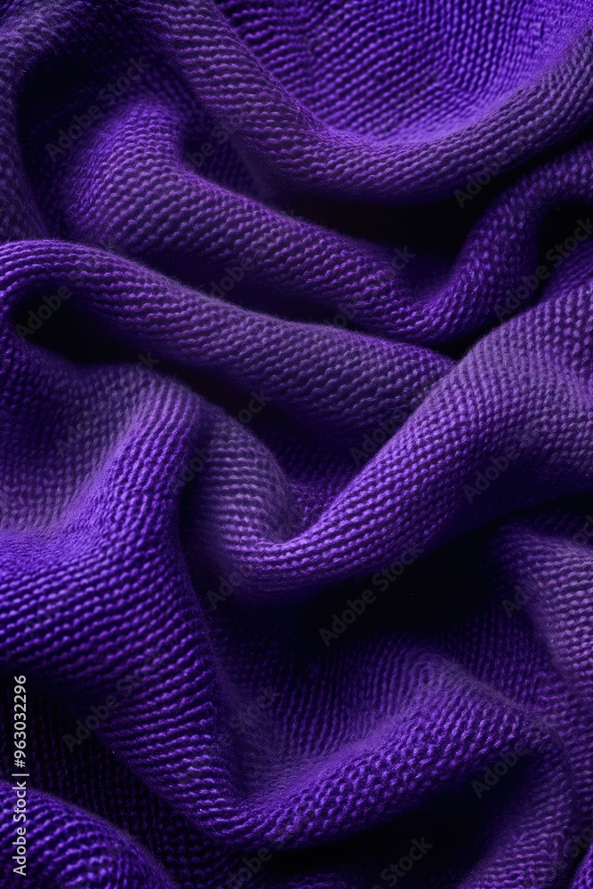 Aufkleber Purple fabric texture pattern close-up view with blurred background. Unique perspective on crinkled fabric adds depth and mystery. Perfect for fashion design, textile industry, or creative projects.