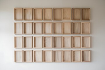 Modern 2x2 Grid of Light Wood Frames in Minimalist Home Decor