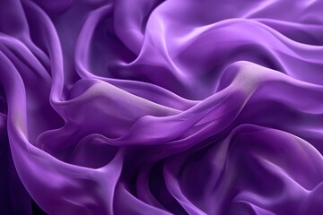 Obraz premium Purple fabric texture close-up. Deep rich purple hue with smooth folds and creases. Dynamic composition with blurred background. Fashion design inspiration, textile pattern, luxury material.