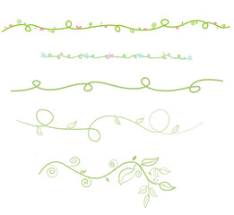 green floral border, green vine lines vector png botanical ornament