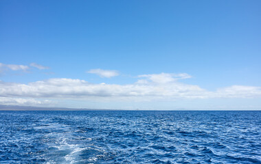 Seascape with the horizon of the sea and sky, Pacific Ocean.