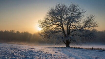 winter morning landscape of a quiet place