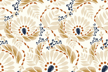 seamless Ikat floral pattern vector illustration	
