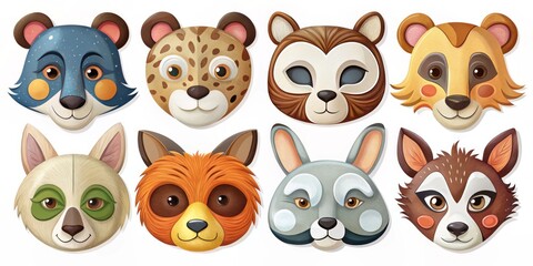 Obraz premium Playful animal design masks set