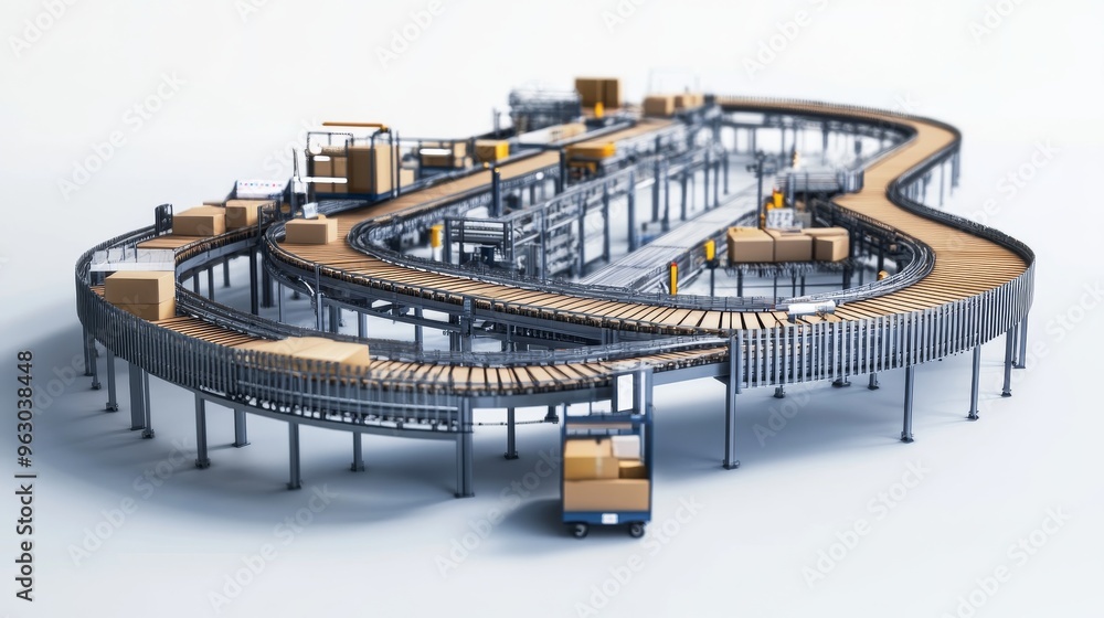Poster conveyor belt system for package sorting and delivery.