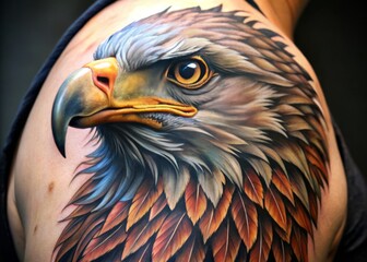 Fototapeta premium Realistic eagle tattoo with intricate feathers and shading
